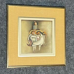 Graciela Rodo Boulanger Girl on Bull Original Color Lithograph Signed Framed Art